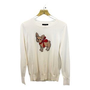 Banana Republic Frenchie Intarsia Bow Sweater Sz M Cream Lightweight